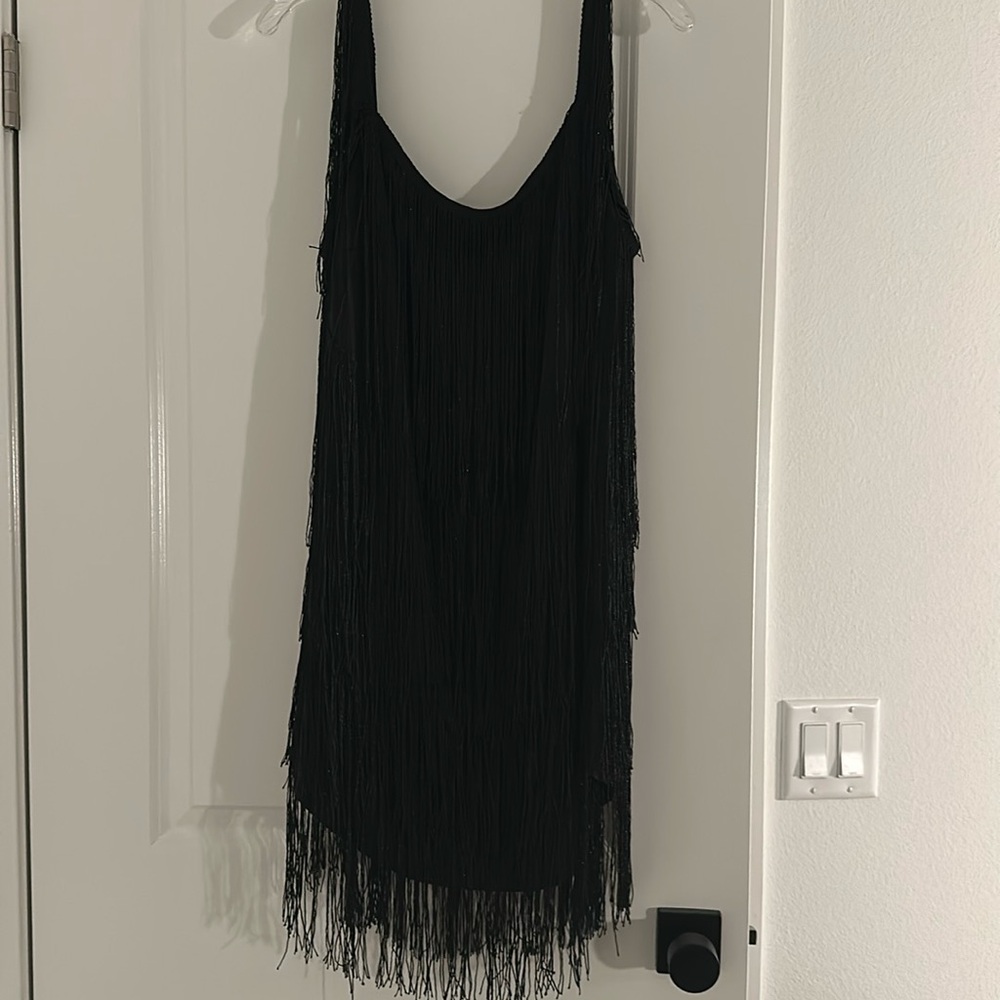 Black Fringe Mini Dress